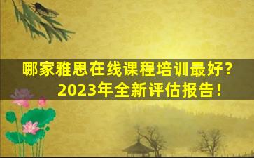 哪家雅思在线课程培训最好？ 2023年全新评估报告！